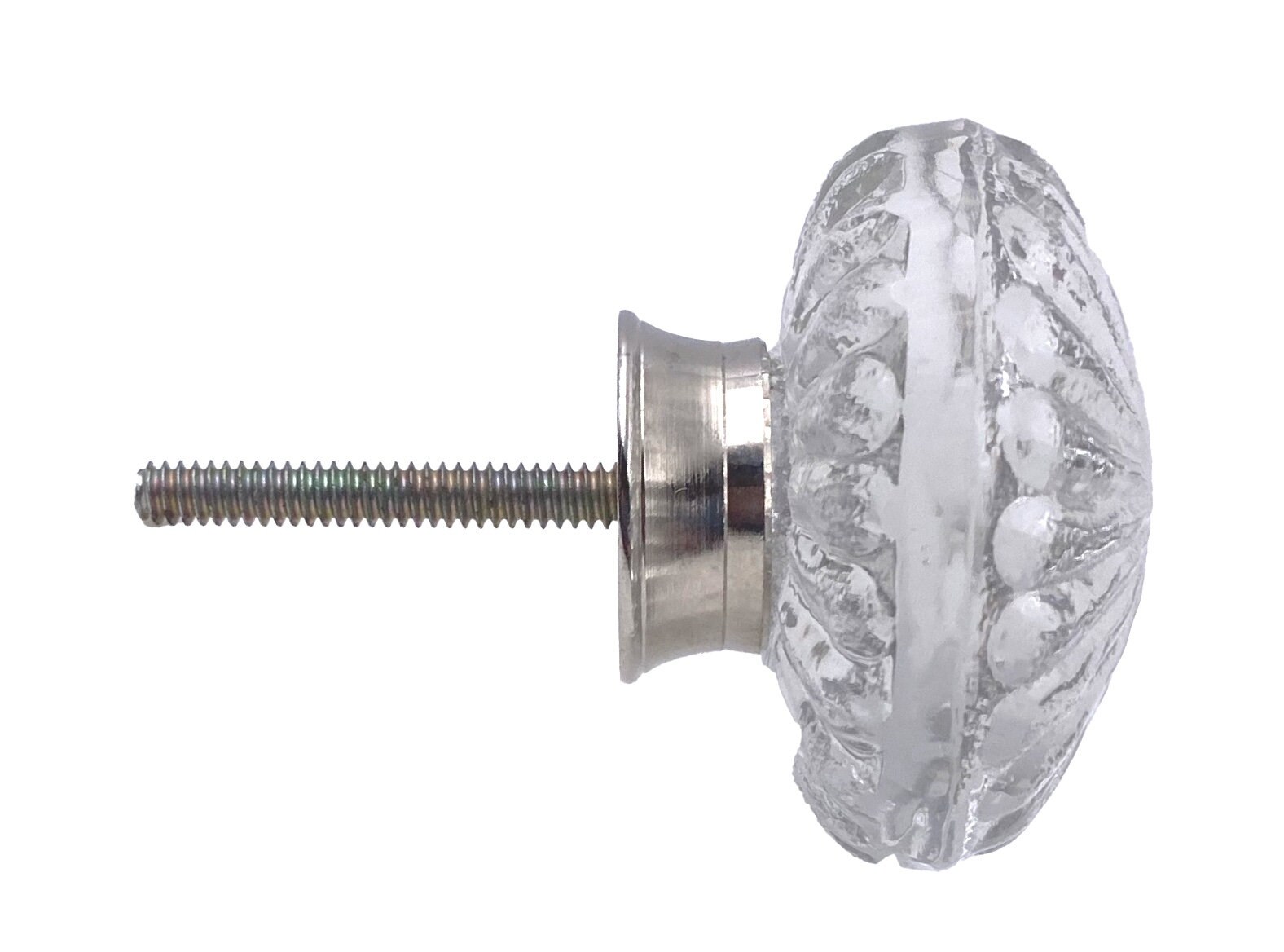 Faceted Glass Round Decorative Knob with Chrome Hardware for Doors