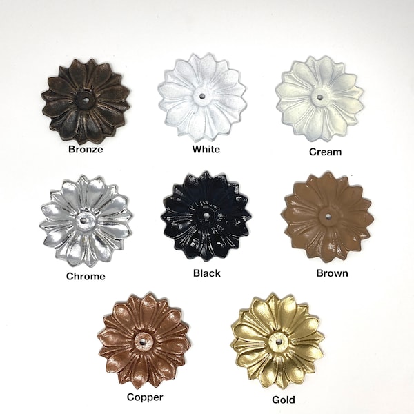 Back Plate Base (8 COLORS) Antique Solid Metal Flower Shaped Decorative for any Drawer or Door Knob or Pull