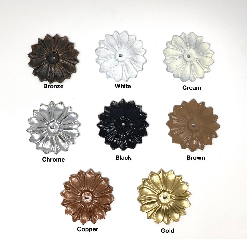 Back Plate Base 8 COLORS Antique Solid Metal Flower Shaped Decorative for any Drawer or Door Knob or Pull image 1