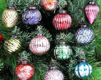 Set of 12 Multi-Color Christmas Tree Holiday Ornaments - 2" Bulbs