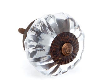 Clear Glass Decorative Dresser Drawer, Kitchen Cabinet or Door Knob Pull - Pack of 1