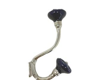 Purple Glass Knobs on an Iron Decorative Wall Hook | Vintage Coat, Hat Rack - Pack of 2