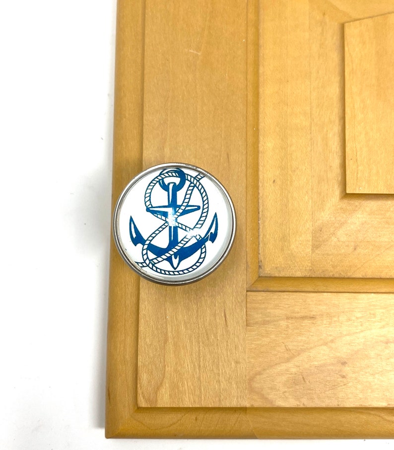 Boat Ship Nautical Teal Anchor Glass Knob for Boats Dresser Etsy