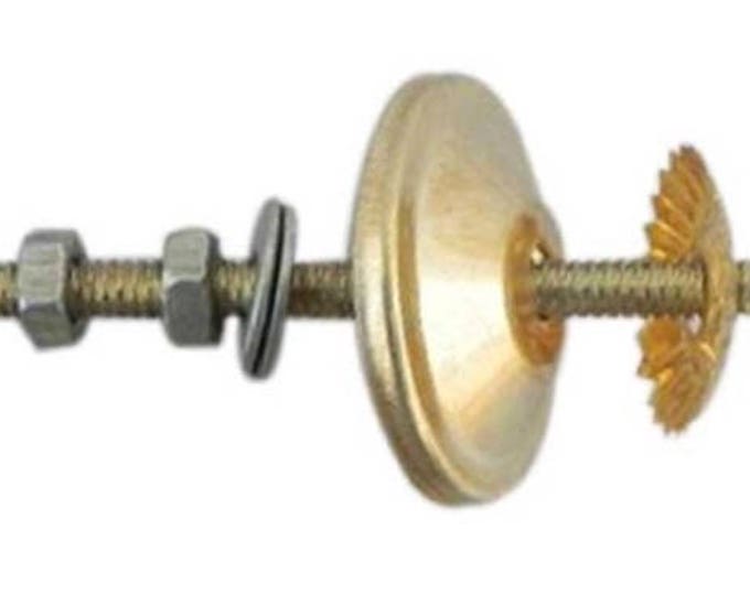 Gold Knob Bolt, Screw, Fittings for Ceramic & Glass Pulls, 2.5" OR 3" bolt, Washer, Nut, Metal Flower - Gold Colored