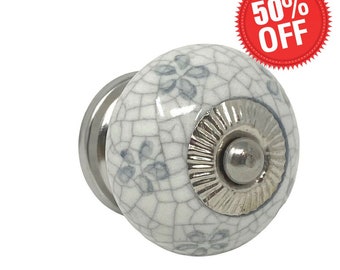 Crackled Ceramic Round Knob for Dressers, Cabinets, Kitchens, Furniture