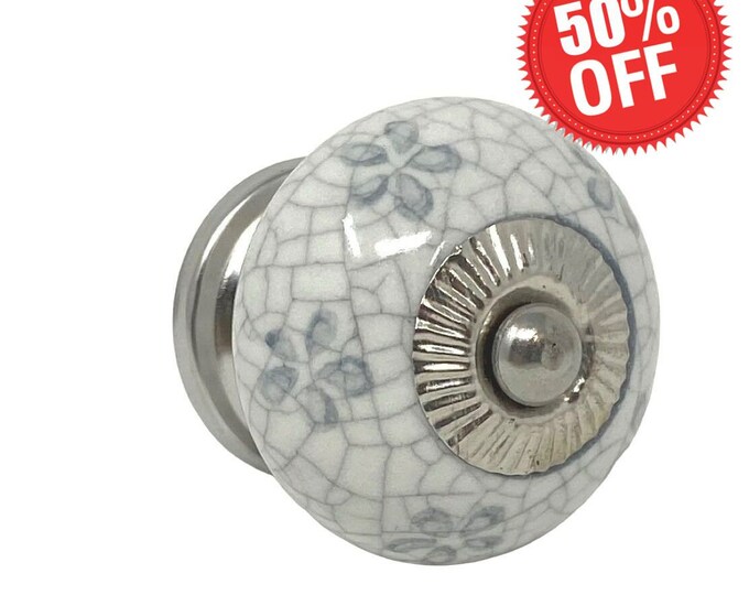 Crackled Ceramic Round Knob for Dressers, Cabinets, Kitchens, Furniture