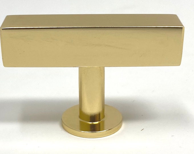 Gold T-Bar 2 Finger Decorative Knob for Dressers, Cabinets, Kitchens, Furniture, Closet Doors