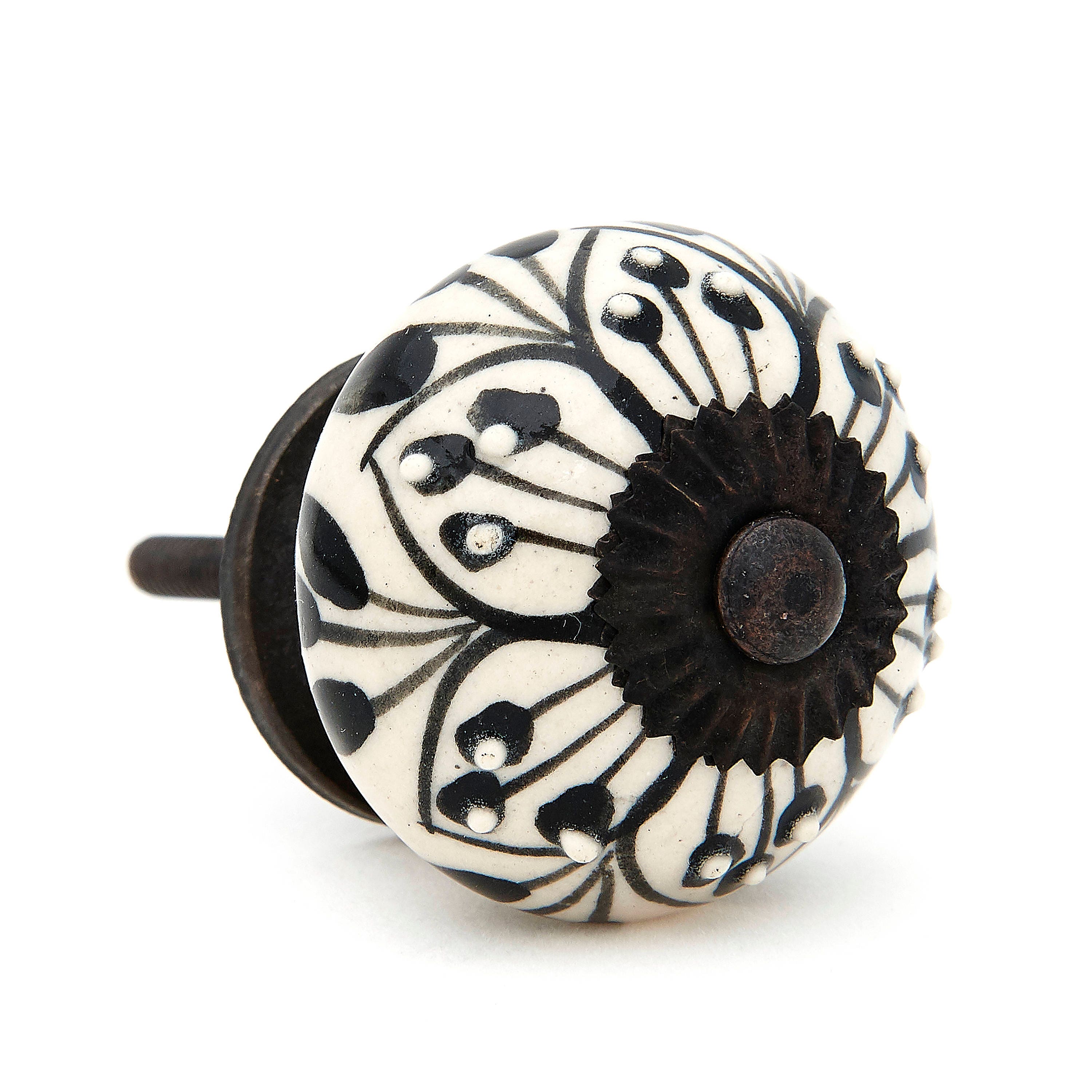 Black Pattern Design Decorative Ceramic Dresser Drawer Pull Etsy