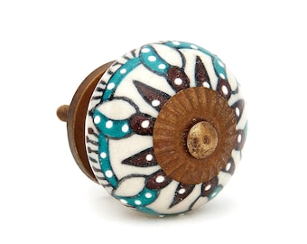 Pack of 12 White, Blue Ceramic Decorative Dresser Drawer, Kitchen Cabinet or Door Knobs