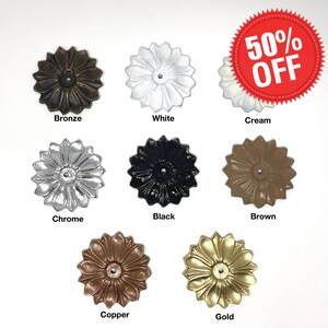 Back Plate Base (8 COLORS) Antique Solid Metal Flower Shaped Decorative for any Drawer or Door Knob or Pull