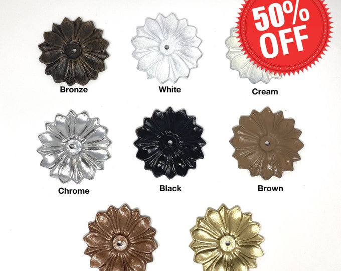 Back Plate Base (8 COLORS) Antique Solid Metal Flower Shaped Decorative for any Drawer or Door Knob or Pull