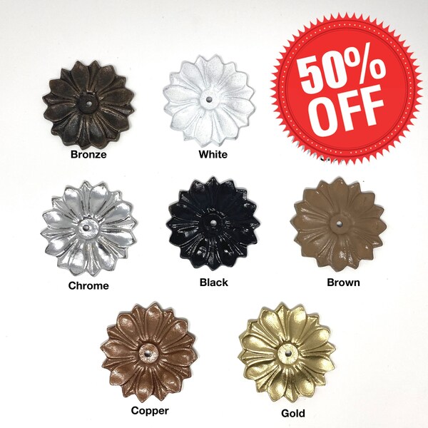 Back Plate Base (8 COLORS) Antique Solid Metal Flower Shaped Decorative for any Drawer or Door Knob or Pull