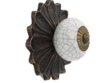 Decorative Metal Back Plate for Cabinet, Drawer, Dresser or Door Knobs, Pulls - Bronze, White, Copper or Black