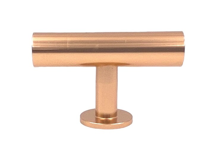 Copper T-Bar 2 Finger Rounded Decorative Knob for Dressers, Cabinets, Kitchens, Furniture - Pack of 10