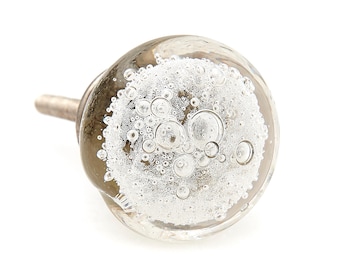 Clear Bubbles Glass Decorative Dresser Drawer, Kitchen Cabinet or Door Knobs, Pulls - Pack of 12
