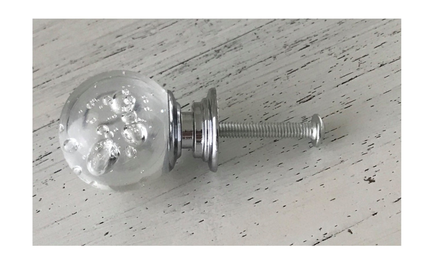 Clear Bubble Crystal REAL Glass 1, 30mm Round Knob, Drawer Pull