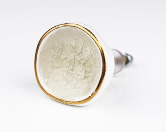 White, Cream Crater Ceramic Cabinet Knobs, Drawer / Door Knobs - 2"