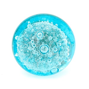 Aqua Blue Bubbles Glass Decorative Dresser Drawer, Cabinet or Door Knob Pull afbeelding 3