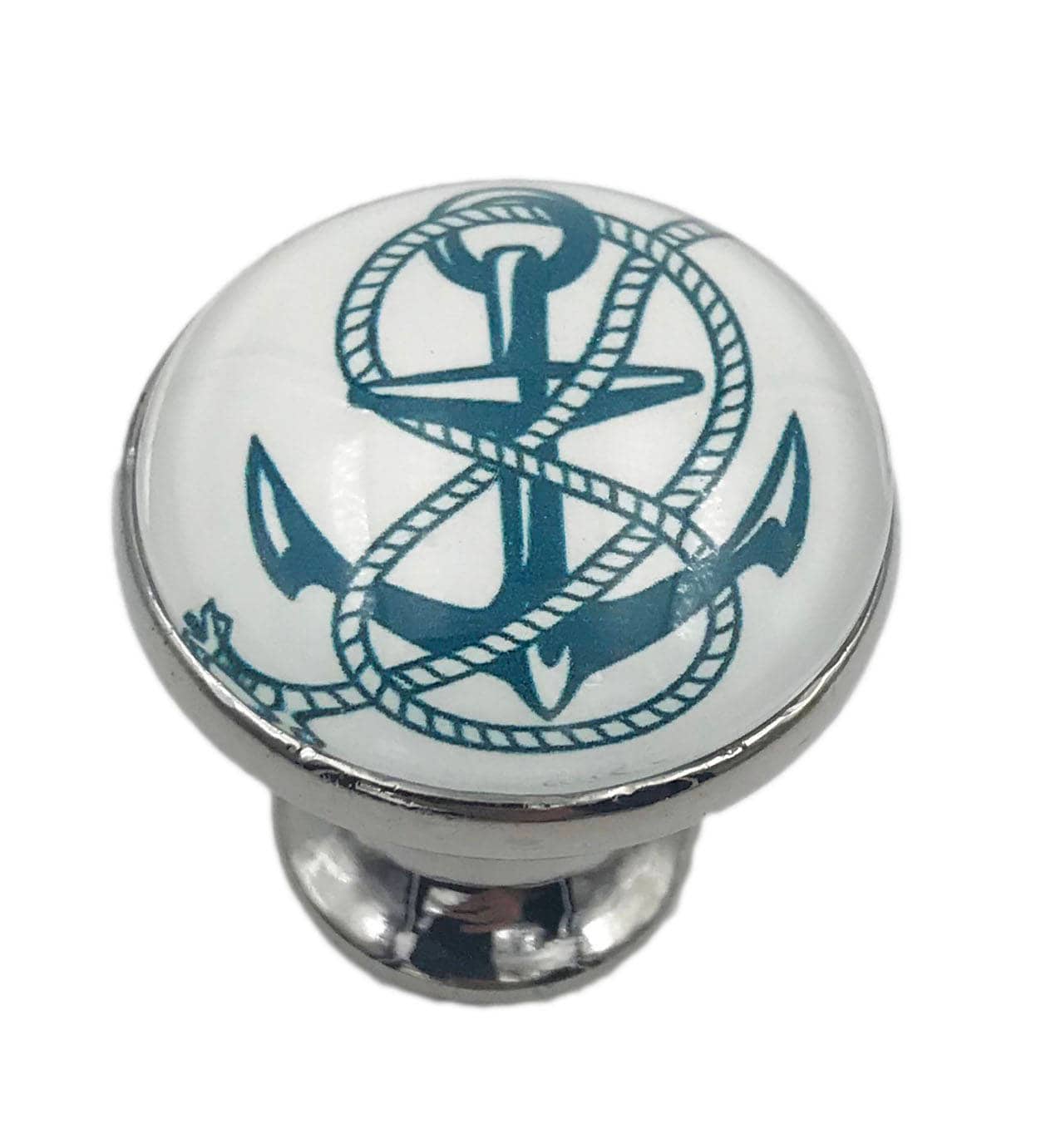 Boat Ship Nautical Teal Anchor Glass Knob For Boats Dresser