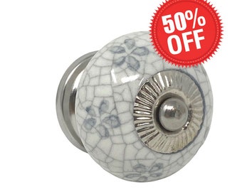 Crackled Ceramic Round Knob for Dressers, Cabinets, Kitchens, Furniture