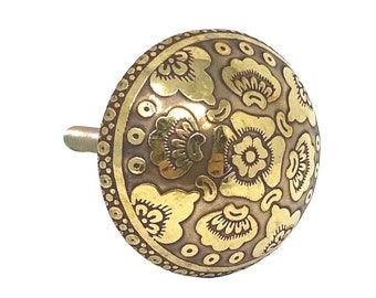Brass Floral Pattern Decorative Round Knob for Dressers, Cabinets, Kitchens, Furniture