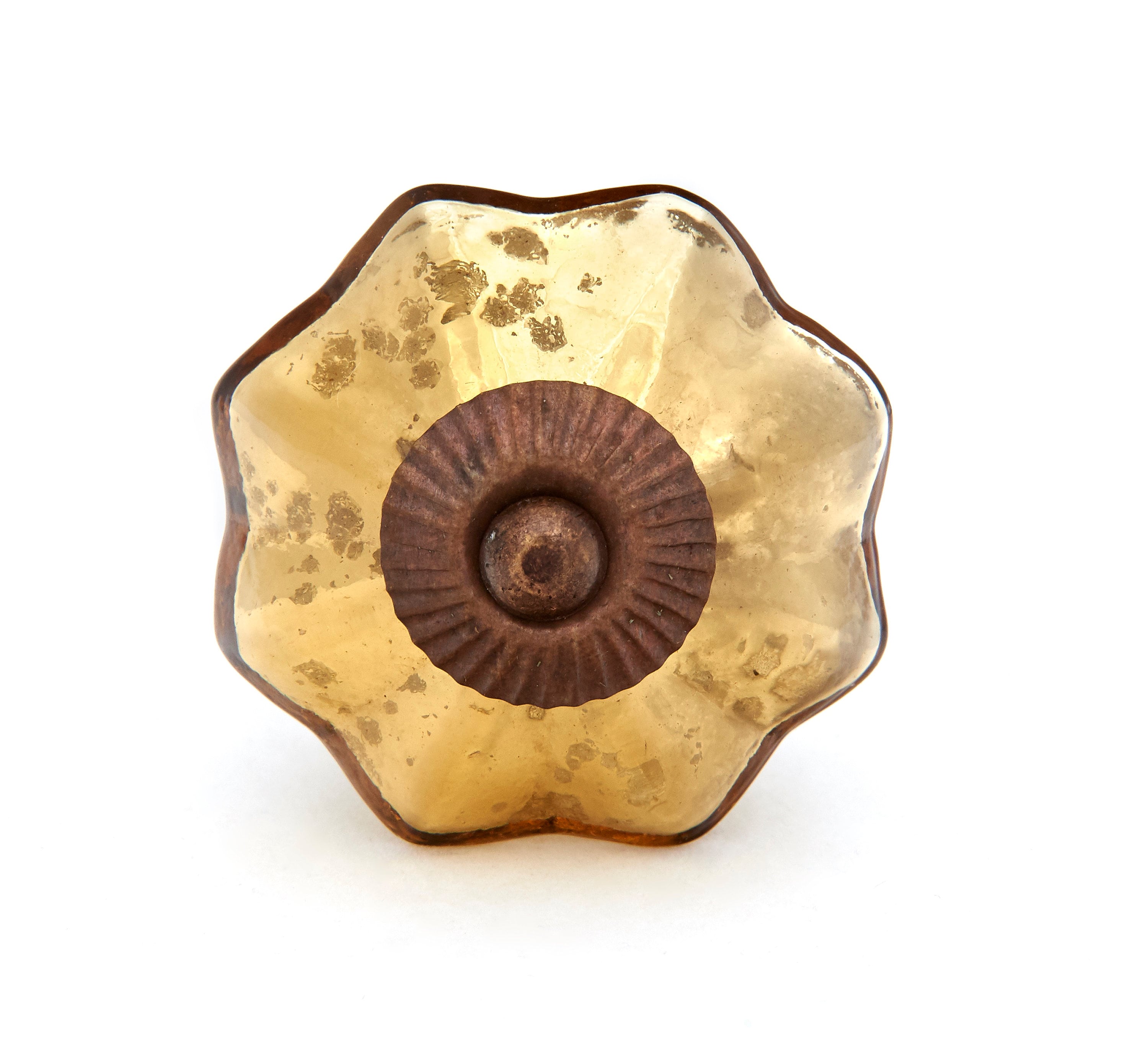 Antique Gold Mercury Glass Octagon Knob Pull for Dresser, Drawer