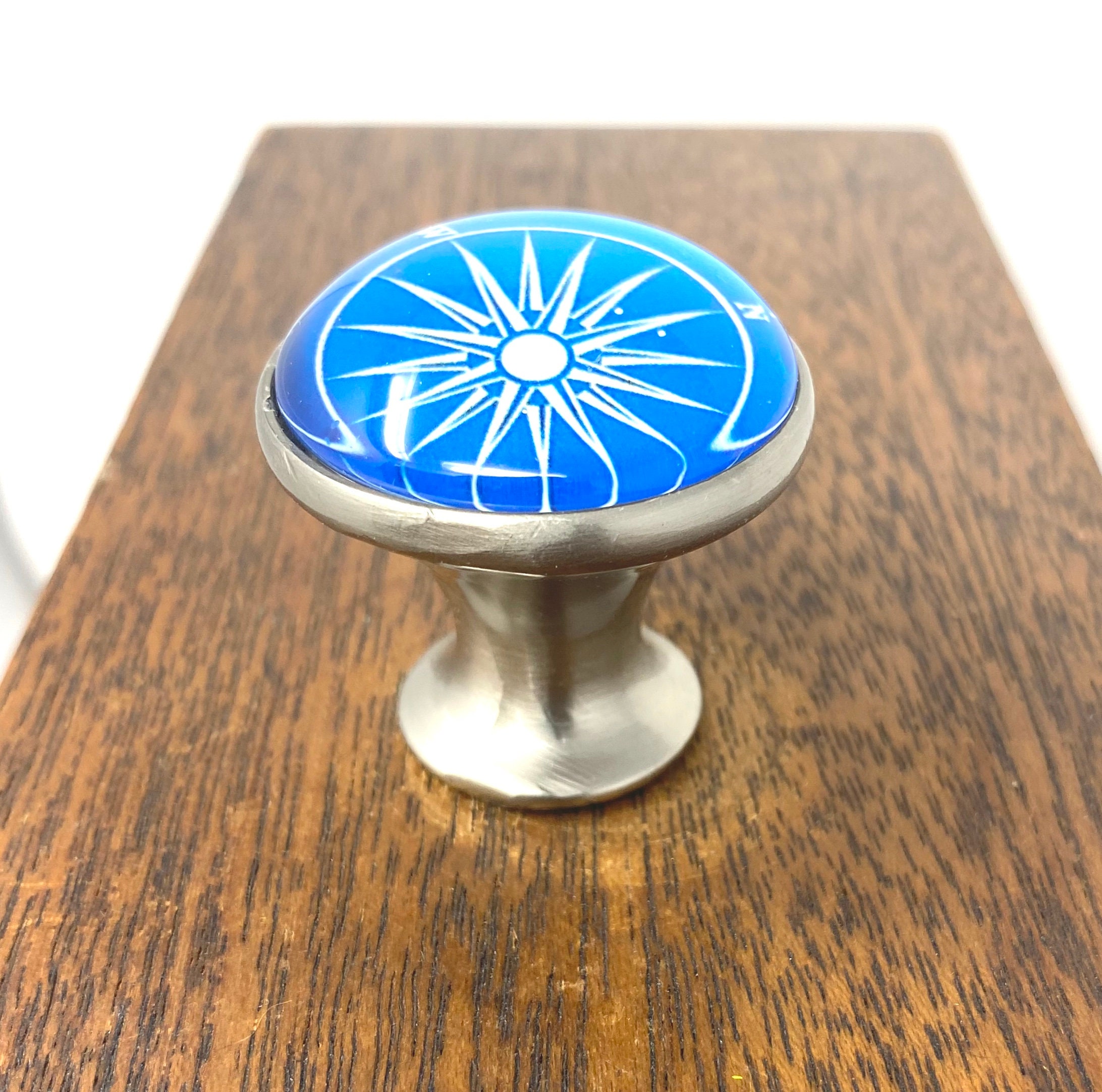 Nautical Boat Compass Glass Knob for Dresser Drawers, Drawers