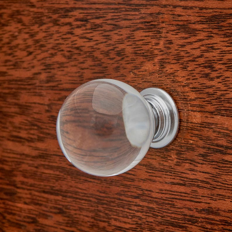 Dresser Drawer Pull Cabinet Pull Drawer Pull C19 30mm Round Knob Clear Crystal Glass 1