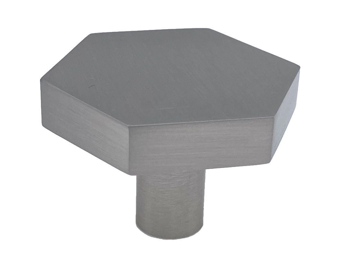 Hexagon Brushed Nickel Drawer Knob, Pull, Kitchen Drawer Pull
