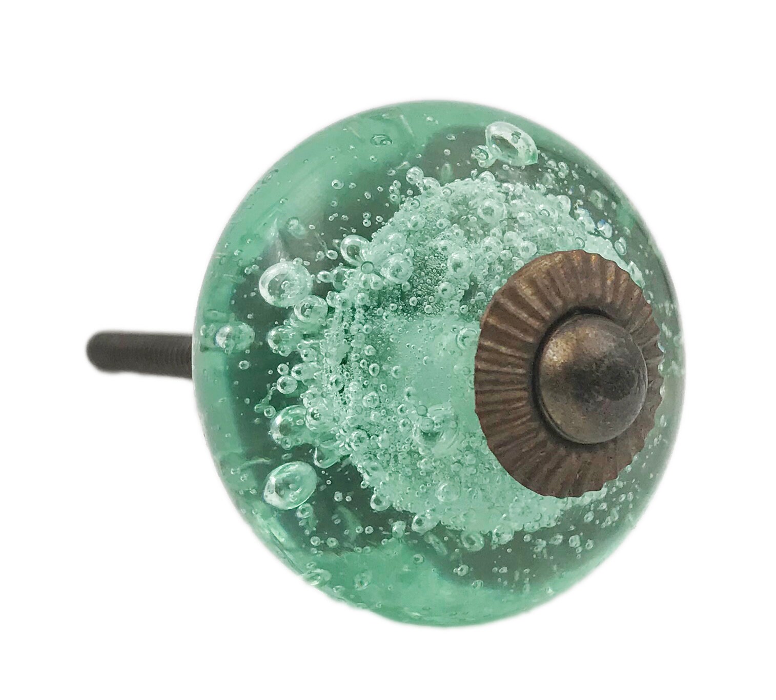 Green Glass Bubbles Round Bronze Hardware Dresser Knobs Etsy