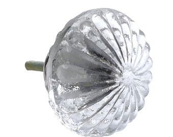 Faceted Glass Round Decorative Knob with Chrome Hardware for Doors, Cabinets, Drawers, Furniture