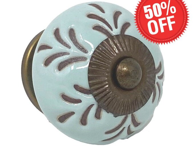 Turquoise Ceramic Round Knob for Dressers, Cabinets, Kitchens, Furniture