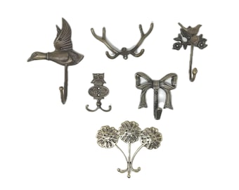 Set of 6 Decorative Wall Hooks