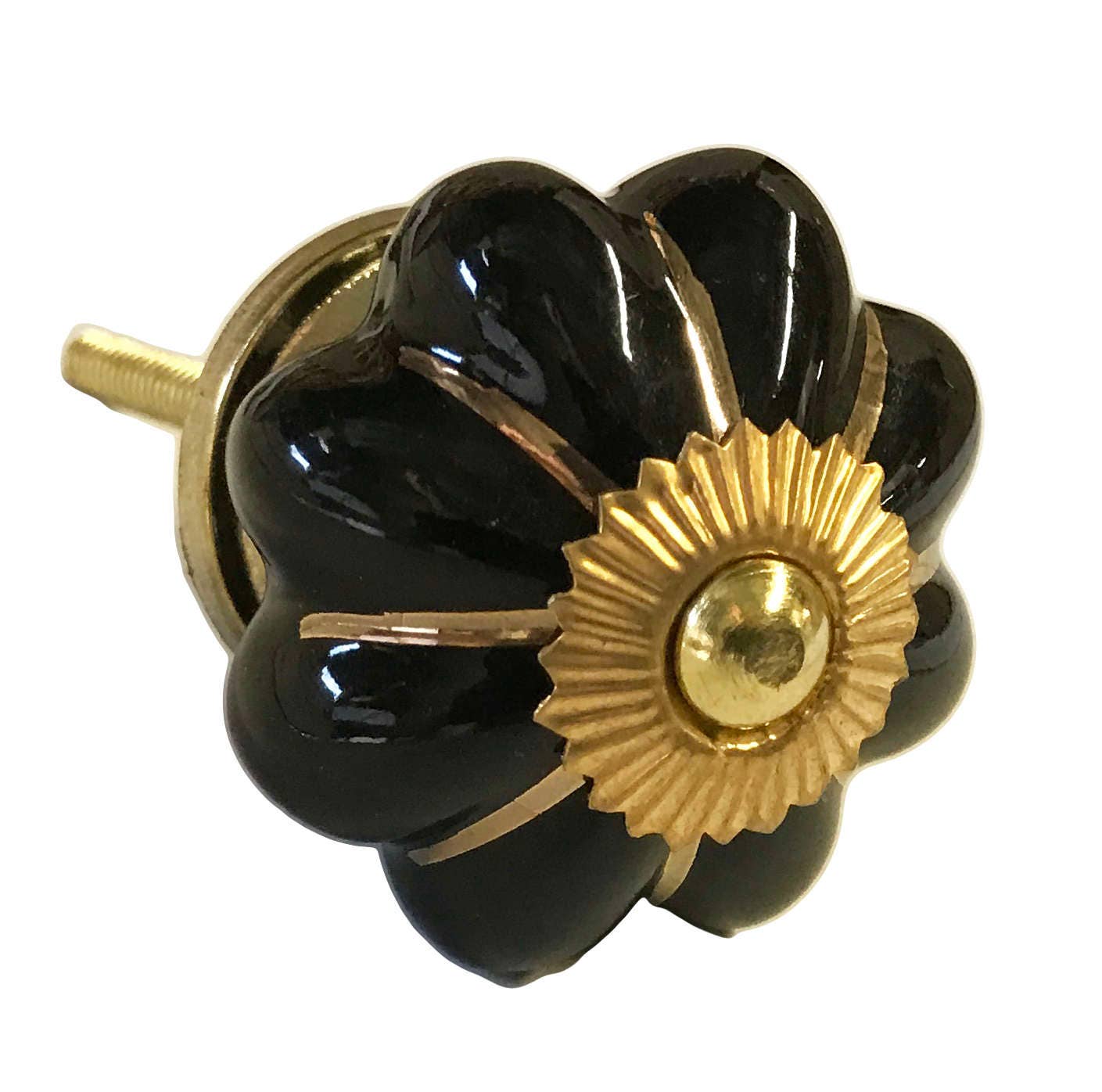 Black with Gold Trim ceramic knob dresser knob drawer knobs Etsy