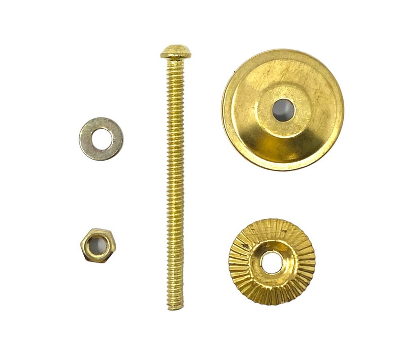 Gold Knob Bolt, Screw, Fittings for Ceramic & Glass Pulls, 2.5 OR 3 bolt, Washer, Nut, Metal Flower Gold Colored afbeelding 2