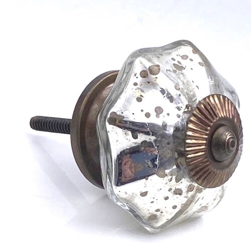 Mercury Glass Knob Square Drawer Knob Silver Knob Etsy