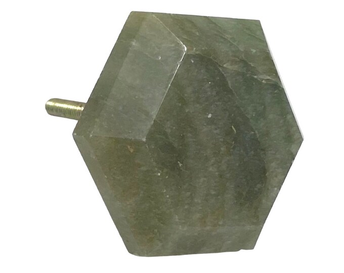 Green Hexagon Quartz Stone Knob for Dressers, Cabinets, Kitchens, Furniture