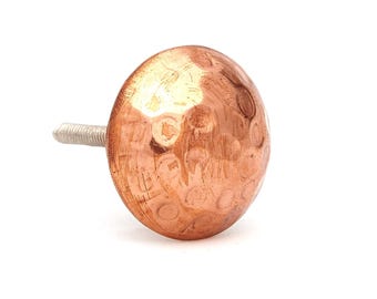 Copper Hammered Brass Cabinet Knobs, Drawer / Door Knobs - 1.5"