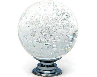 Clear Bubble Crystal Glass 1.5", 40mm Round Knob, Drawer Pull, Cabinet Pull, Dresser Drawer Pulls - Pack of 10