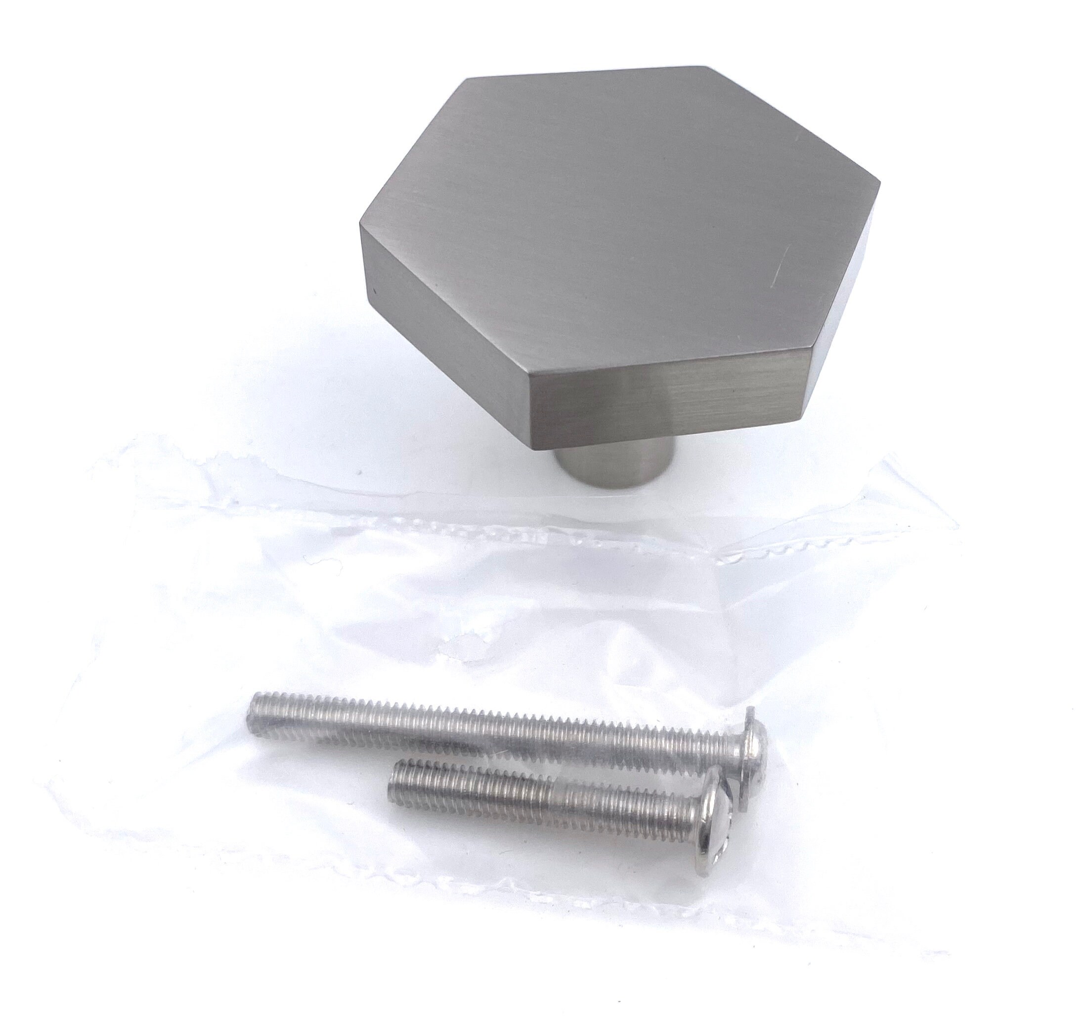Hexagon Brushed Nickel Drawer Knob, Pull, Kitchen Drawer Pull