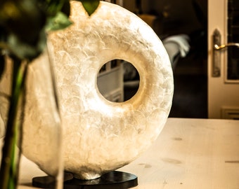 Handcrafted Lighting Mother of Pearl Amroth Torus Table Lamp Unique and Unusual Lamps