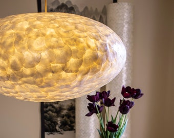 Stunning Mother of Pearl Ovo Ceiling Shade Pendant Amroth Lights Unique and Usual Eco-chic Lighting