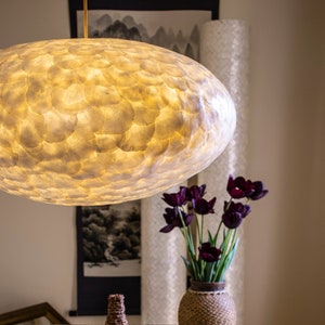 Stunning Mother of Pearl Ovo Ceiling Shade Pendant Amroth Lights Unique and Usual Eco-chic Lighting