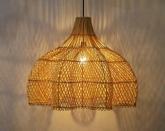 Scalloped Lamp Shade | Lacey Rattan Light Shade | Cottage Core Woven Lamp shade