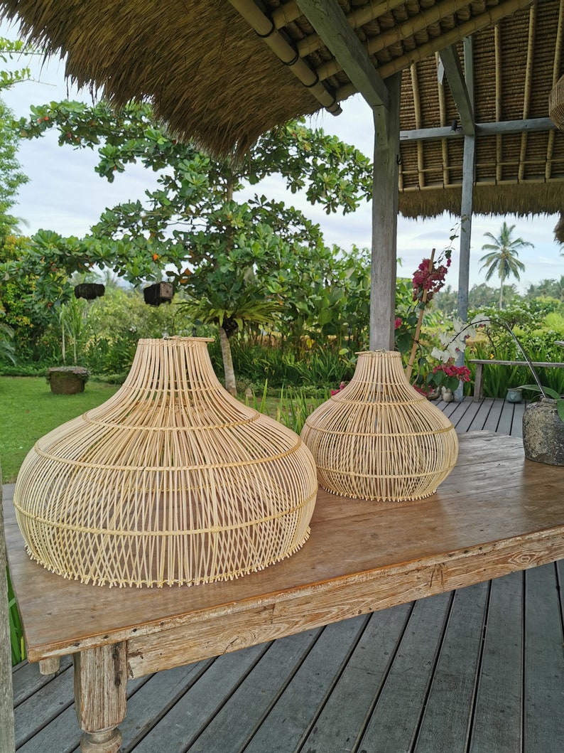 Rustic Rattan Light Shade Etsy UK