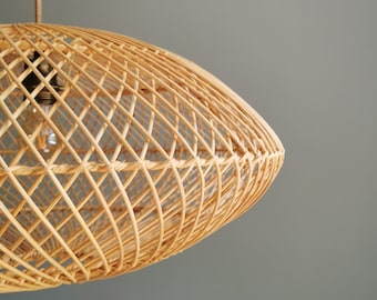 Oval Rattan Lampshade in 2 colours (Black or Natural)