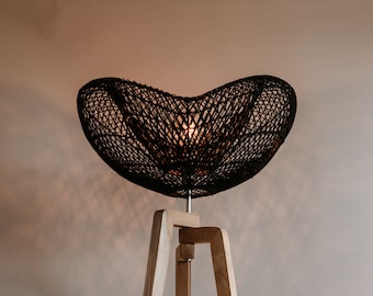 Black Rattan Tripod Floor Lamp by Collectiviste