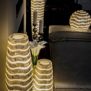 Coastal Chic Oyster Shell Mares Floor Lamp Unique Eco-chic Natural Home Lighting Waves image 5