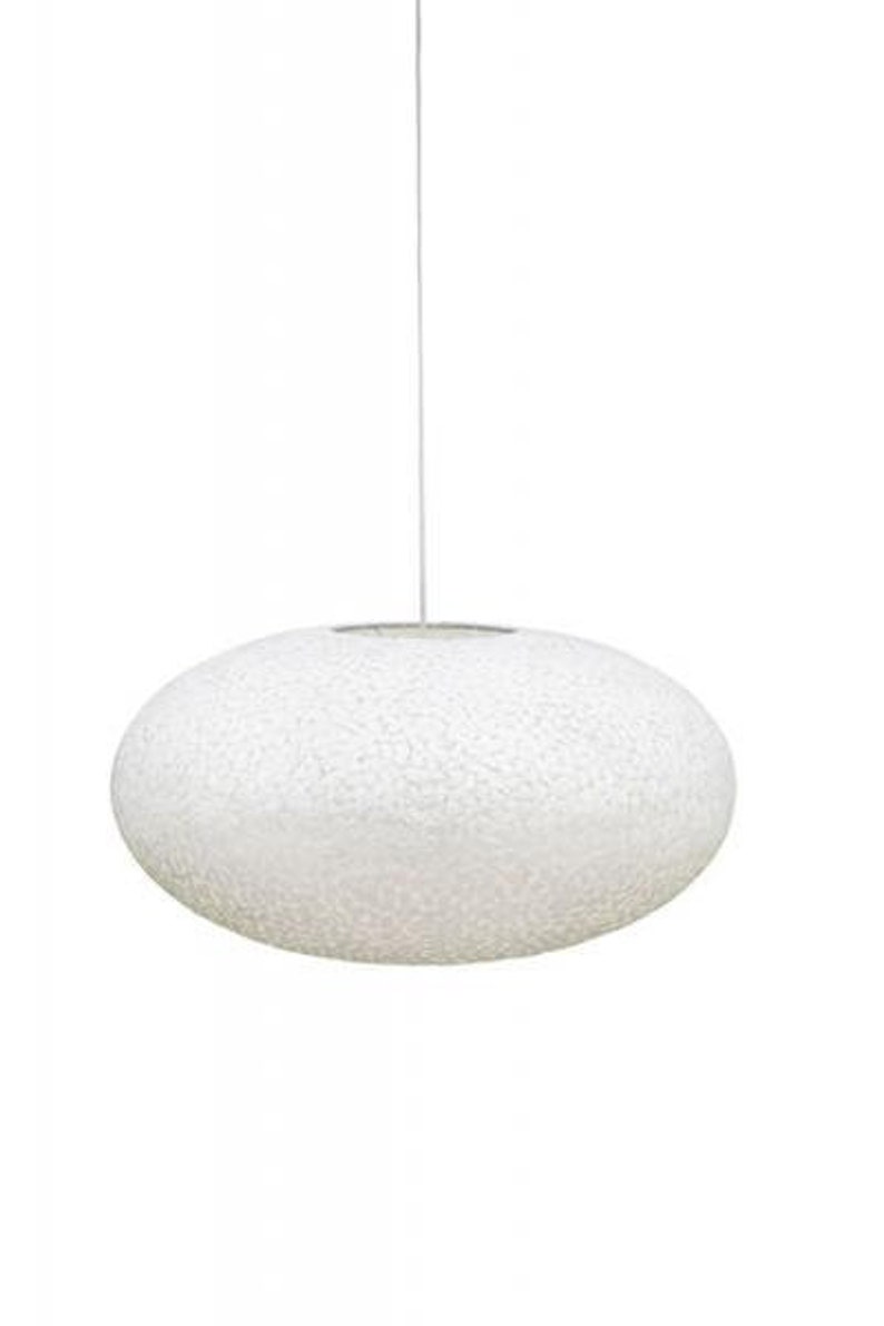 White Mother of Pearl Ovo Ceiling Shade Pendant Handcrafted Unusual Eco-chic Lighting image 5