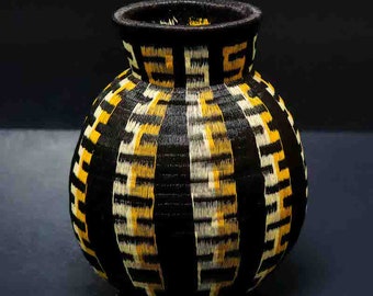 Black & Yellow Wounaan Basket | Werregue Basket | Luxury Home Decor